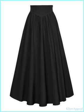 Renaissance Maxi Skirt Victorian Flowy A-Line High Rise with Pockets Lace-up